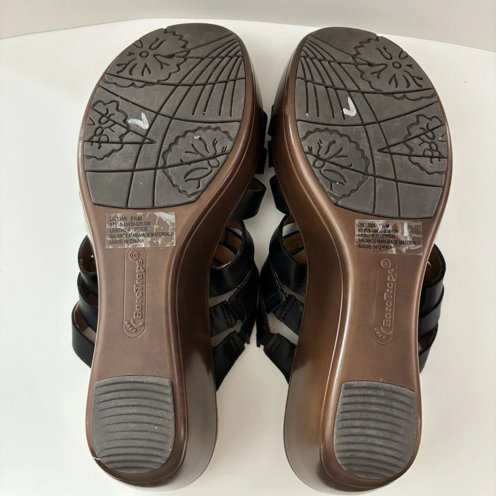 Bare Traps Women's Dillian Sandals Size 6.5 Medium Black Woven‎ Boho Hippie